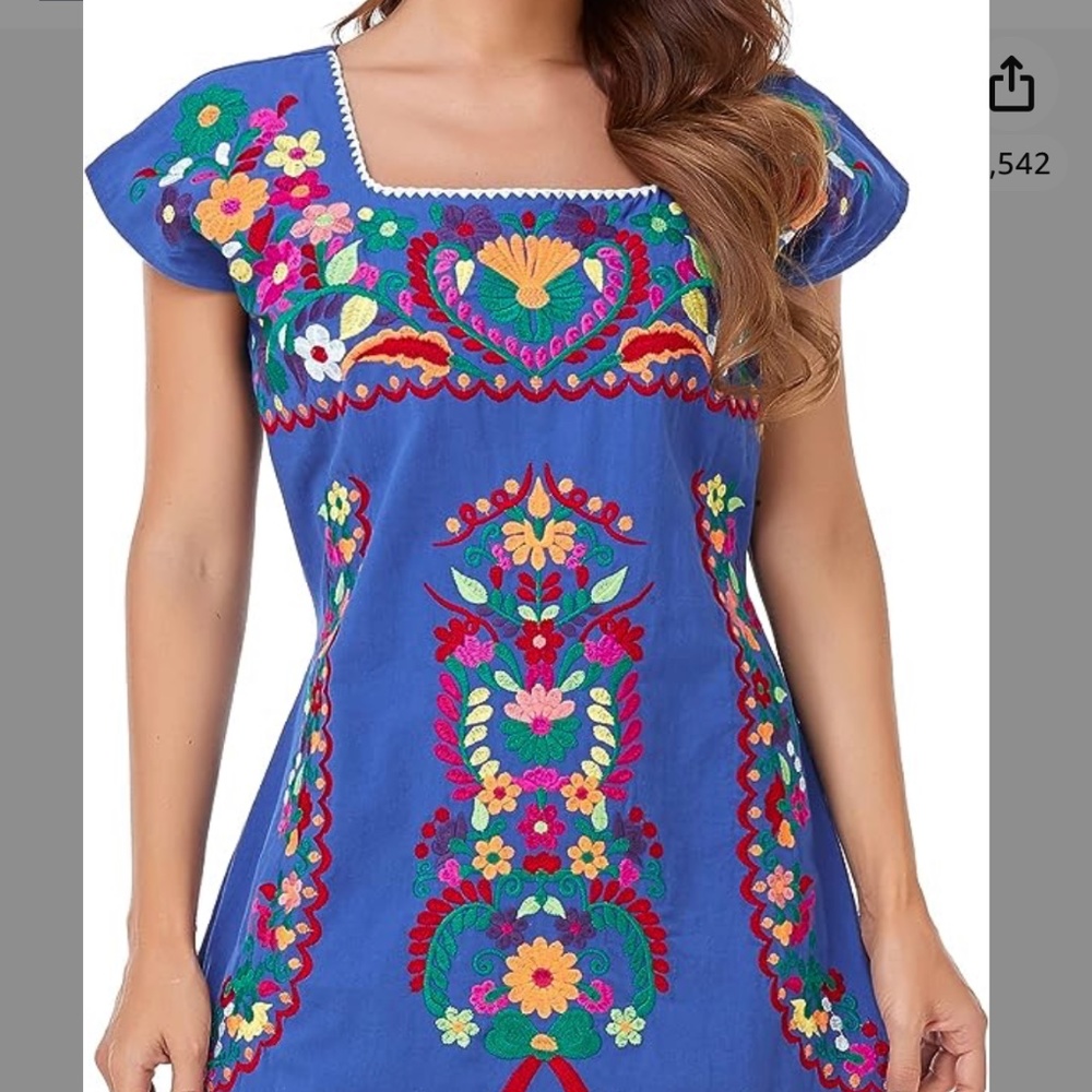 Mexican Embroidered Dress Ruffle Collar Sleeveless